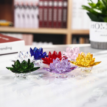 6 Χρώματα Κρυστάλλινο 60 χιλιοστά Lotus Flower Glass Χαρακτήρας πόλης Χαρτί Στολίδι Διακοσμητική Συλλογή Φενγκ Σούι Διακοσμητικό Στολίδι
