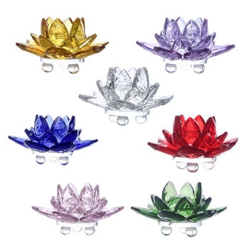 6 Χρώματα Κρυστάλλινο 60 χιλιοστά Lotus Flower Glass Χαρακτήρας πόλης Χαρτί Στολίδι Διακοσμητική Συλλογή Φενγκ Σούι Διακοσμητικό Στολίδι