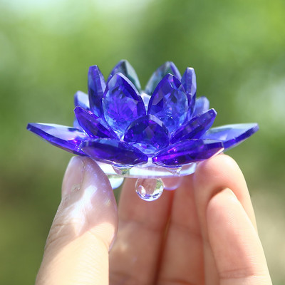 6 Χρώματα Κρυστάλλινο 60 χιλιοστά Lotus Flower Glass Χαρακτήρας πόλης Χαρτί Στολίδι Διακοσμητική Συλλογή Φενγκ Σούι Διακοσμητικό Στολίδι