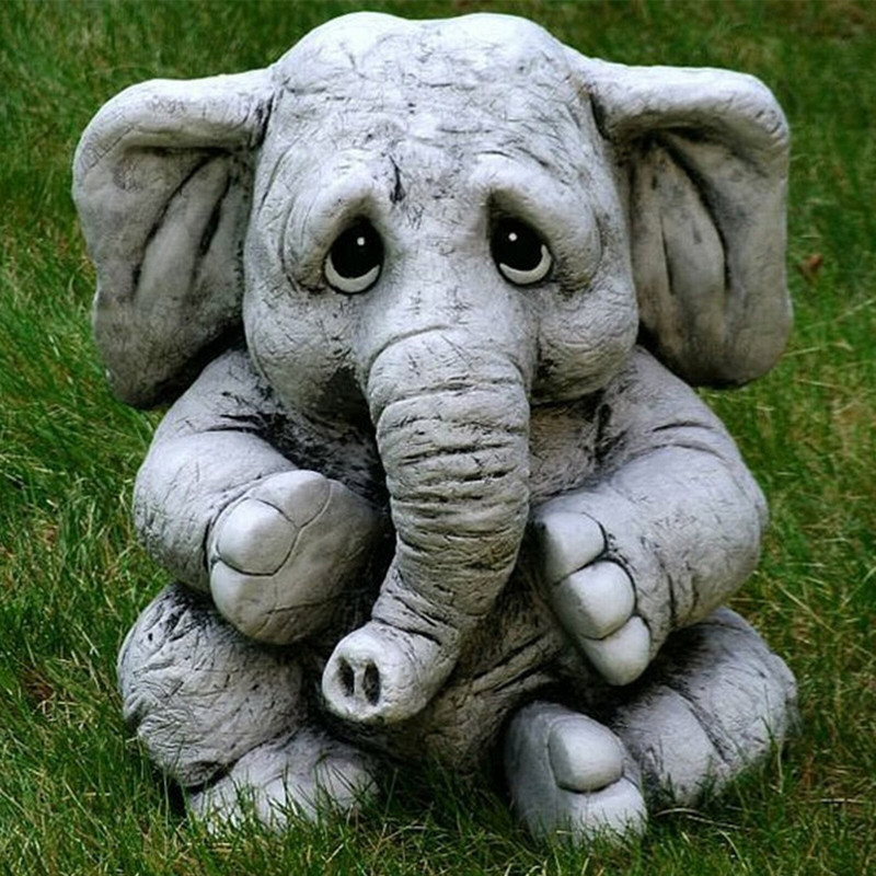 Statuie elefant figurine din rășină de animale artă drăguț ornament de grădină în aer liber sculptură decor pentru grădină decor în aer liber