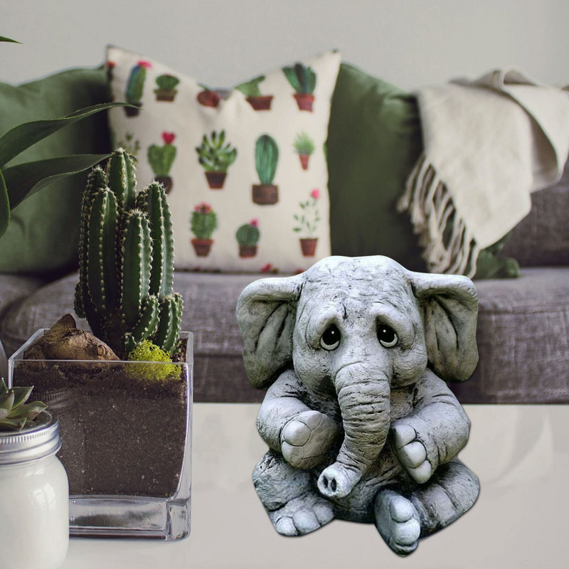 Statuie elefant figurine din rășină de animale artă drăguț ornament de grădină în aer liber sculptură decor pentru grădină decor în aer liber
