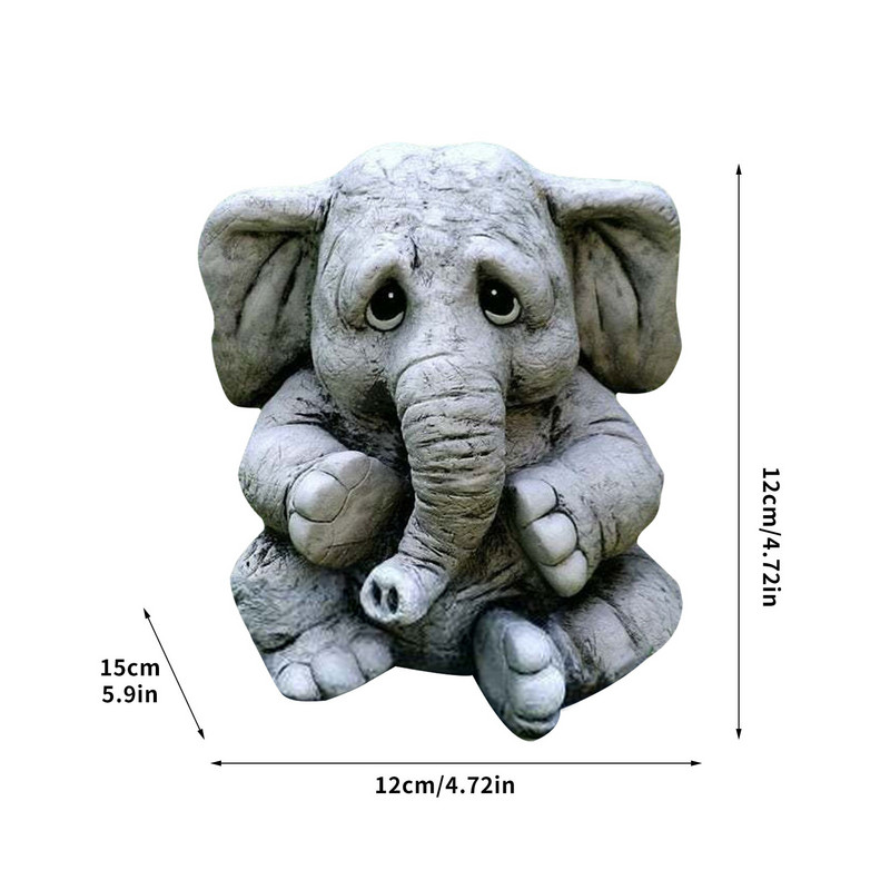 Statuie elefant figurine din rășină de animale artă drăguț ornament de grădină în aer liber sculptură decor pentru grădină decor în aer liber