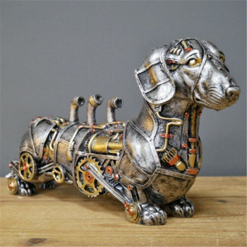 Ρητίνη Steampunk Σκύλος Ειδώλιο λύκου Στολίδια Εσωτερικού σπιτιού Δώρα Πρωτοχρονιάς Μινιατούρες Φιγούρα ζώων Χειροτεχνία Επιτραπέζιο άγαλμα