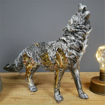 Ρητίνη Steampunk Σκύλος Ειδώλιο λύκου Στολίδια Εσωτερικού σπιτιού Δώρα Πρωτοχρονιάς Μινιατούρες Φιγούρα ζώων Χειροτεχνία Επιτραπέζιο άγαλμα