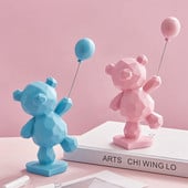 Balloon Bear figurák Lakásdekor Állatszobor Otthon Kawaii Gyanta lapos hátú dekorációk nappalihoz Otthoni dekoráció Kézművesség