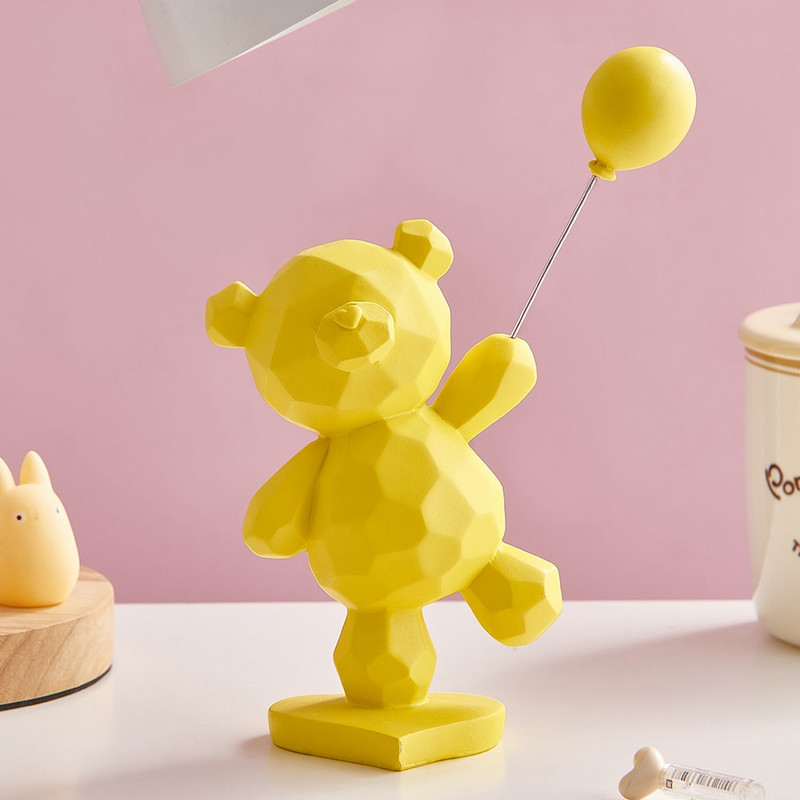 Balloon Bear figurák Lakásdekor Állatszobor Otthon Kawaii Gyanta lapos hátú dekorációk nappalihoz Otthoni dekoráció Kézművesség