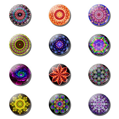 12kom Mandala 30MM stakleni magneti za hladnjak Setovi Yoga Totem Kristalni magnetski naljepnici Dekoracija hladnjaka Budizam Home Decor