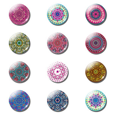 12kom Mandala 30MM stakleni magneti za hladnjak Setovi Yoga Totem Kristalni magnetski naljepnici Dekoracija hladnjaka Budizam Home Decor