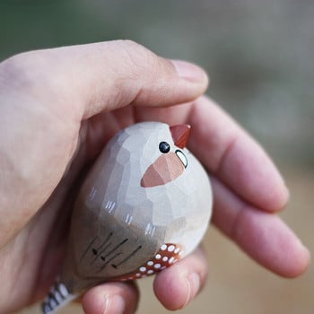 Πέρλα πουλάκι ξυλογλυπτικό στολίδι Zebra finch bird χειροποίητες χειροτεχνίες από μασίφ ξύλο διακόσμηση σπιτιού μικρού λίπους