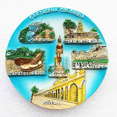 Colombia Fridge Magnet Αυτοκόλλητα Τουριστικό αναμνηστικό Αρχαία πόλη της Καρχηδόνας 3d ρητίνη Μαγνήτες για Ψυγεία Διακόσμηση σπιτιού