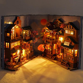 Fakunyhós játék barkács babaház modell miniatűr figurák barkácskönyv Kuckópolc miniatűr kunyhó babaház modell játék Casa De Boneca