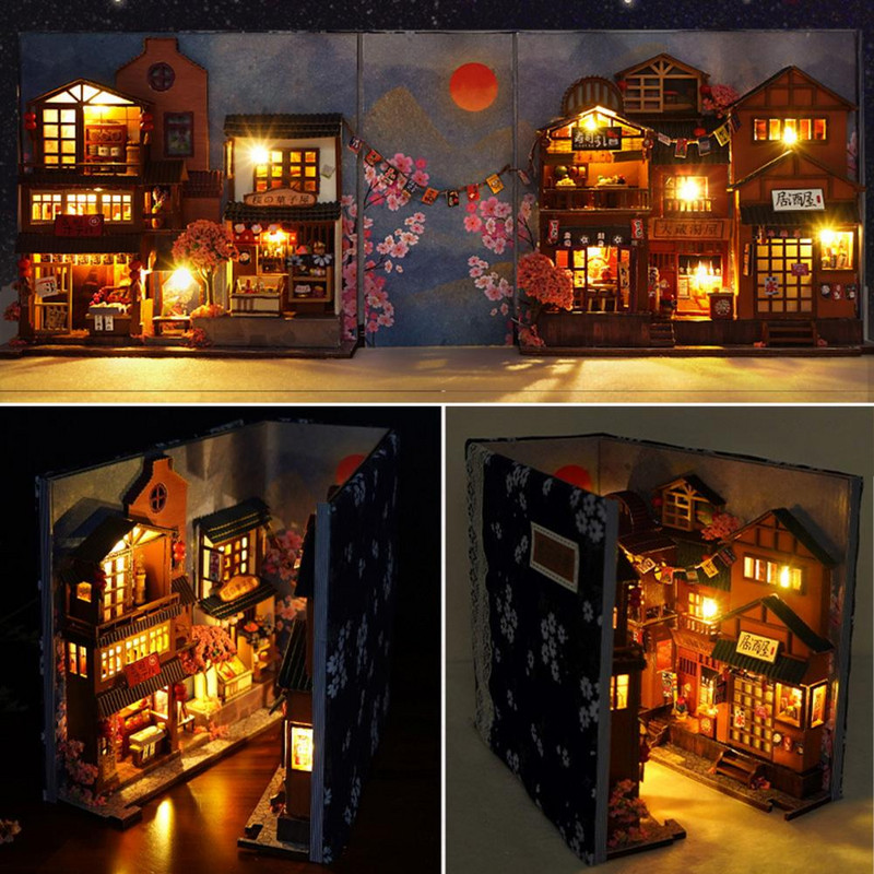 Fakunyhós játék barkács babaház modell miniatűr figurák barkácskönyv Kuckópolc miniatűr kunyhó babaház modell játék Casa De Boneca