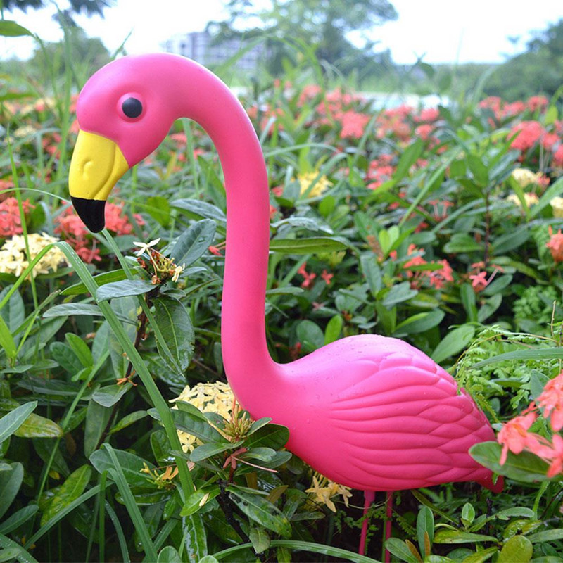 Rózsaszín flamingó szobor figurák mesterséges pázsit kerti díszek erkély dekoráció élethű állati díszek esküvői szertartás dekoráció
