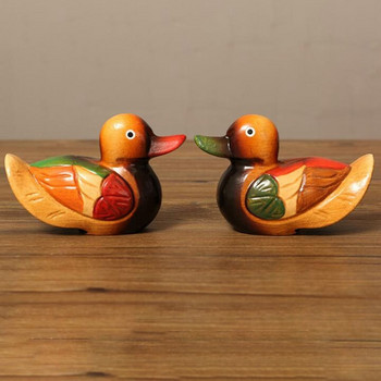 Дървена декорация на модел на патица мандарина 2бр. Ръчно изработен сватбен подарък Орнамент за нощно шкафче Творческа фигурка на патица мандарина