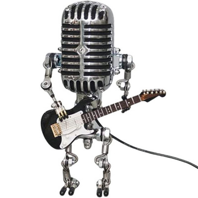 Glow Model Ornaments Retro Decorations Robotas Mikrofonas groti gitara Stalinė lempa