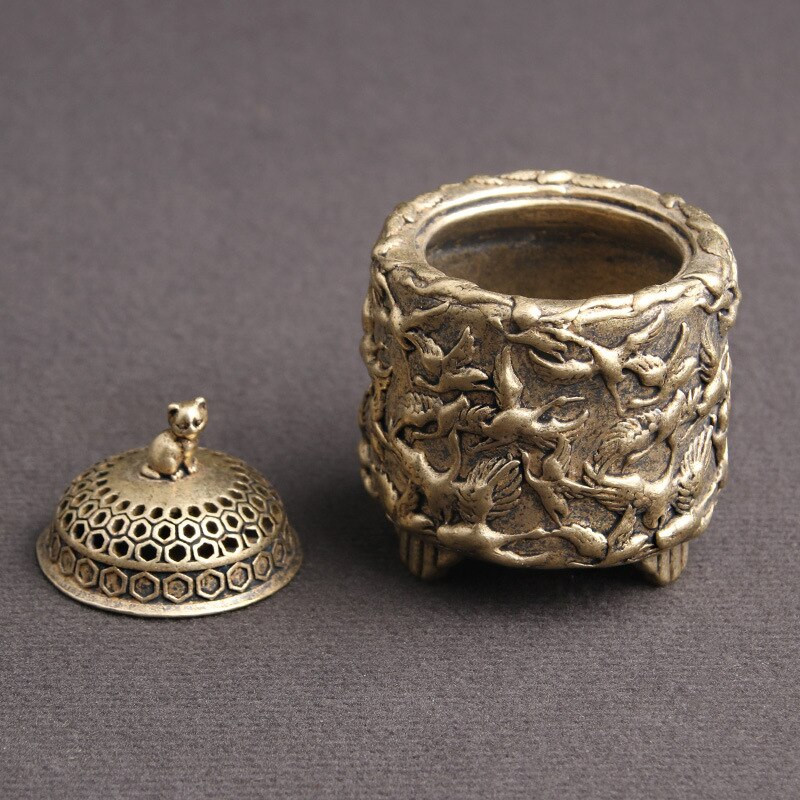 Antikvarinis žalvarinis kranas kačių dangtis smilkalų degiklis Namų dekoravimui rašomasis stalas, ornamentų priedai Sandalmedžio smilkalų figūrėlių retro kolekcija