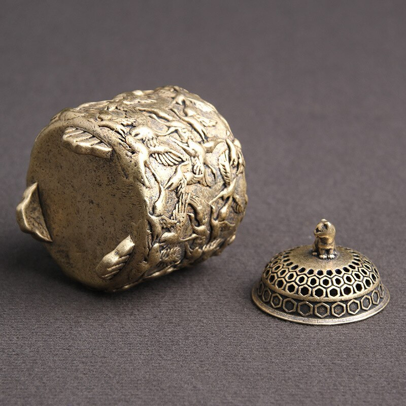 Antikvarinis žalvarinis kranas kačių dangtis smilkalų degiklis Namų dekoravimui rašomasis stalas, ornamentų priedai Sandalmedžio smilkalų figūrėlių retro kolekcija