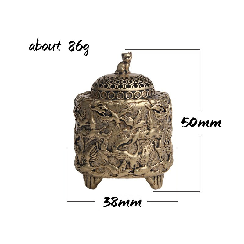 Antikvarinis žalvarinis kranas kačių dangtis smilkalų degiklis Namų dekoravimui rašomasis stalas, ornamentų priedai Sandalmedžio smilkalų figūrėlių retro kolekcija