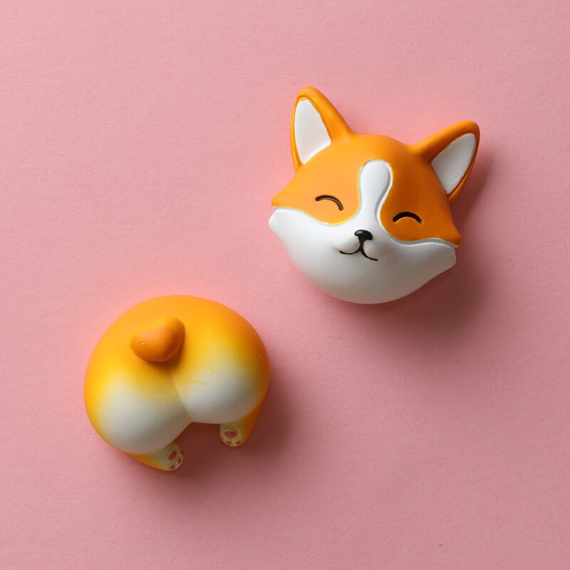Ζώο ρητίνης Corgi Shiba Inu Pig Cow Ψυγείο Μαγνήτης Κινούμενα σχέδια Χαριτωμένο δημιουργικό μαγνήτης Διακόσμηση τηλεφώνου Μαγνήτης εξόδου αέρα αυτοκινήτου