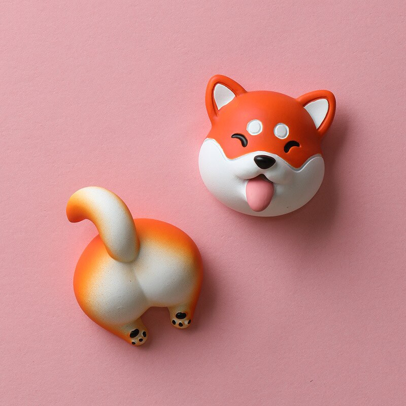 Ζώο ρητίνης Corgi Shiba Inu Pig Cow Ψυγείο Μαγνήτης Κινούμενα σχέδια Χαριτωμένο δημιουργικό μαγνήτης Διακόσμηση τηλεφώνου Μαγνήτης εξόδου αέρα αυτοκινήτου
