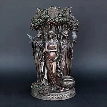 Ελλάδα Θρησκεία Τριπλό άγαλμα θεάς από ρητίνη Κελτική Τριπλή θεά Maiden Mother The Crone Statue Sculpture Θεότητες Διακόσμηση σπιτιού