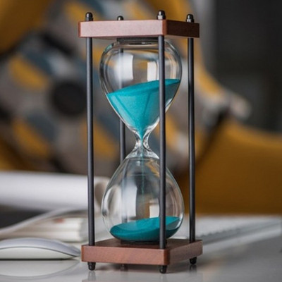 Creative Vintage 30 Minutes Голям пясъчен часовник таймер с дървена стойка Стъклен пясъчен часовник Time Manager Деца Детски подарък Домашен декор