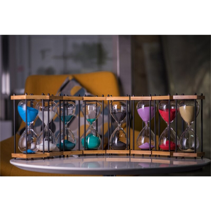 Kreatív vintage 30 perces nagy homokóra időzítő fából készült állvánnyal Üveg Homok óra Időmenedzser Gyerekek Gyerekek Ajándék lakberendezés