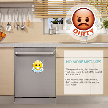 Funny Emoji Poop Devil Poo Dirty Clean Голям магнит за съдомиялна машина, двустранни магнитни табели Стикери за индикатор за съхранение в кухнята