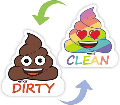 Αστεία Emoji Poop Devil Poo Dirty Clean Μεγάλος μαγνήτης για πλυντήριο πιάτων, Αυτοκόλλητα με μαγνητική πινακίδα διπλής όψης Ένδειξη αποθήκευσης κουζίνας