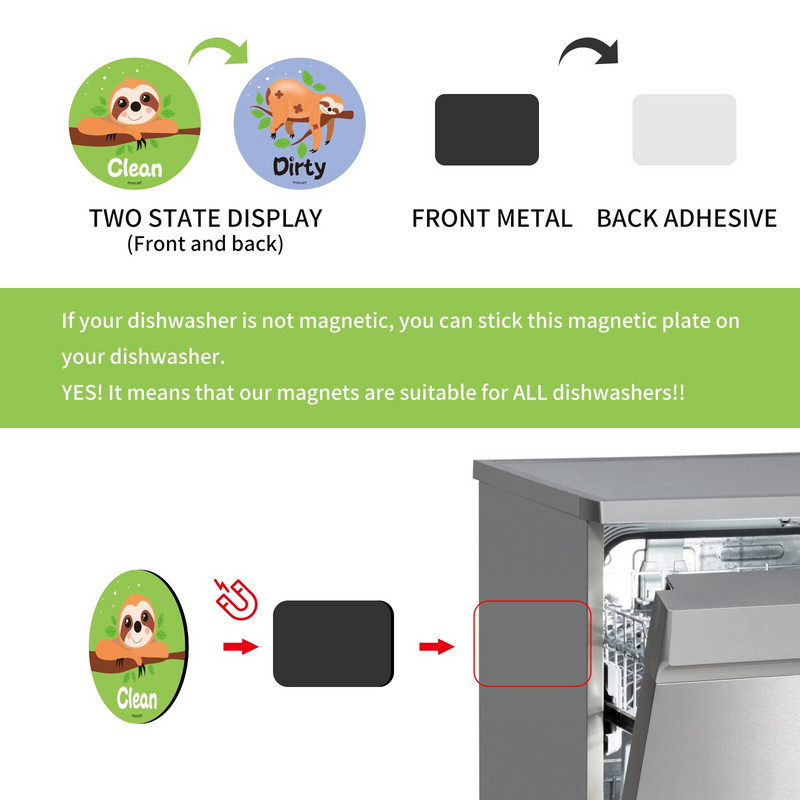 Juokingi jaustukai, velnias kakas, purvinas švarus didelis indaplovės magnetas, dvipusiai magnetiniai lipdukai, skirti virtuvės laikymo indikatoriui