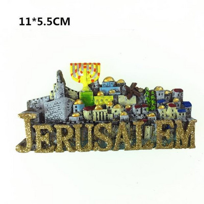 Israel Orașul antic al Ierusalimului Șapte sfeșnice Magnet pentru frigider 3D Suvenir de călătorie Autocolante magnetice pentru frigider