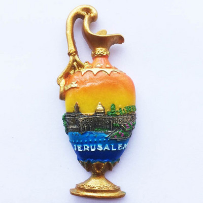 Israel Orașul antic al Ierusalimului Șapte sfeșnice Magnet pentru frigider 3D Suvenir de călătorie Autocolante magnetice pentru frigider