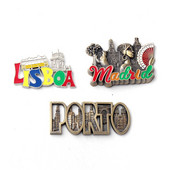 1 buc. Magnet metalic creativ 3D, autocolante pentru frigider, autocolant din rășină, pentru frigider, Porto, Madrid, Lisboa, suvenir turistic, accesorii pentru casă, decor