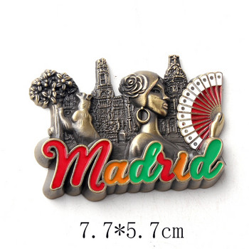 1 бр. Творчески 3D метален магнит Стикери за хладилник Стикер от смола Хладилник Порто Мадрид Лисабон Туристически сувенир Декорация на домашни консумативи