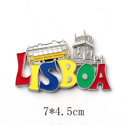 1 buc. Magnet metalic creativ 3D, autocolante pentru frigider, autocolant din rășină, pentru frigider, Porto, Madrid, Lisboa, suvenir turistic, accesorii pentru casă, decor