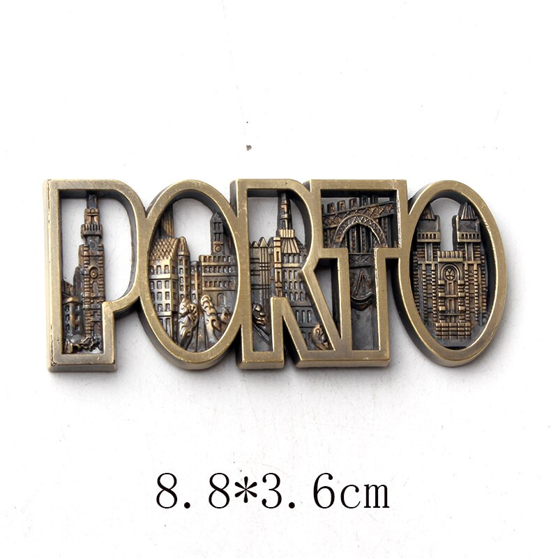 1 buc. Magnet metalic creativ 3D, autocolante pentru frigider, autocolant din rășină, pentru frigider, Porto, Madrid, Lisboa, suvenir turistic, accesorii pentru casă, decor