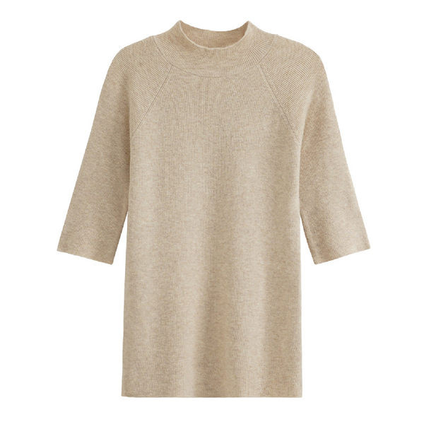 Γυναικεία μπλούζα με μεσαία μανίκια και ψηλό γιακά