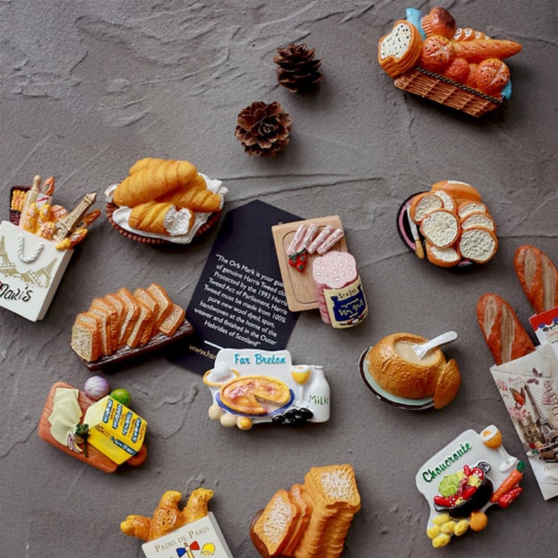 Hűtőmágnes Mesterséges Élelmiszer Hűtőszekrény Mágnes Kenyér Tojás Zöldségek Mágneses Otthoni Dekorációk Re-ment Ajándékok Otthoni Kiegészítők