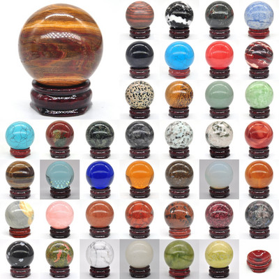 40mm Φυσικοί πολύτιμοι λίθοι Κρύσταλλοι Θεραπείας Μπάλας Διακόσμηση σπιτιού Ρέικι Wicca Chakra Stones Sphere Rocks Ορυκτά Gem Massage Globe