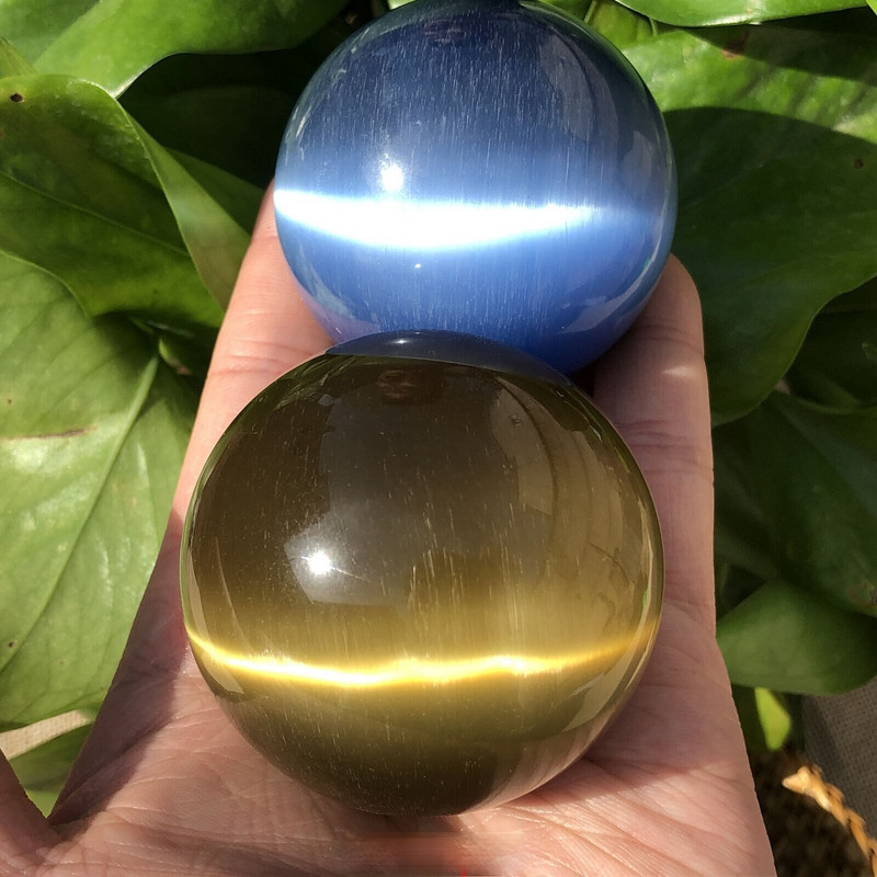 40/50/60MM Gražūs, reti natūralūs katės akių akmeniniai rutuliukai, kvarciniai krištolo reiki gydomoji sfera biuro namų dekoras