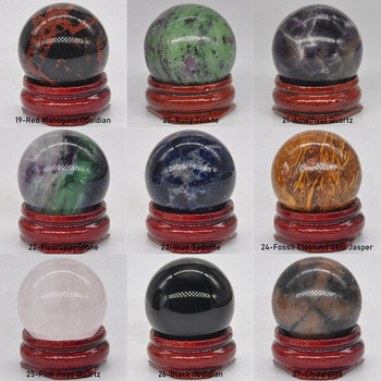 30MM кръгла топка от скъпоценни камъни минерални естествени лечебни кристали и камъни сфера Wicca чакра масаж глобус дрънкулка декор със стойка