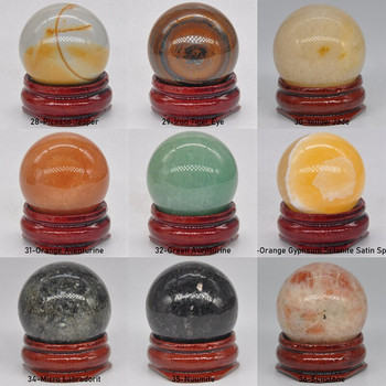 30MM кръгла топка от скъпоценни камъни минерални естествени лечебни кристали и камъни сфера Wicca чакра масаж глобус дрънкулка декор със стойка