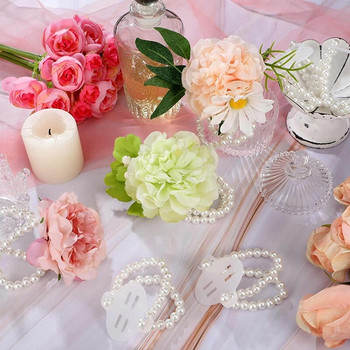 16 τμχ Ελαστικές μαργαριταρένιες ταινίες καρπού Αξεσουάρ κορσάζ Καρπός γάμου DIY τεχνητά λουλούδια Διακόσμηση για πάρτι στην παραλία του γάμου