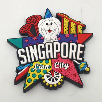 Singapore Rubber Fridge Magnet Τουριστικά αναμνηστικά Ψυγείο Μαγνητικά αυτοκόλλητα Ταξιδιωτική συλλογή Δώρο