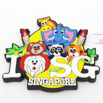 Сингапурски гумен магнит за хладилник Туристически сувенири Хладилник Магнитни стикери Колекция за пътуване Подарък