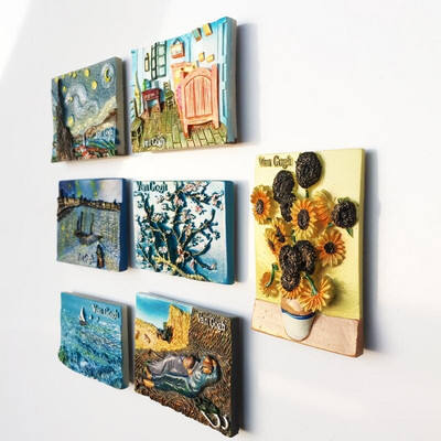 Ολλανδία Van Gogh 3D Painting Magnetic Refrigerator Magnet Collection Δώρο Μαγνήτες ψυγείου