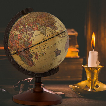 Vintage World Globe Mapa Διακόσμηση σπιτιού Αξεσουάρ Globe Earth Ξύλινα στολίδια σφαιρών Παγκόσμιος χάρτης Γεωγραφία Δωμάτιο Διακόσμηση γραφείου