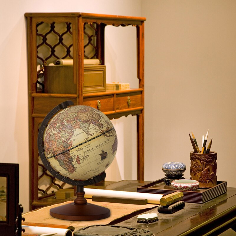 Senovinis pasaulis Žemės rutulio žemėlapis Namų dekoras Priedai Žemės rutulys Medinis gaublys Ornamentai Pasaulio žemėlapis Geografijos kambarys Biuro stalo dekoras