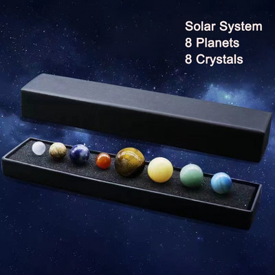 Cristal natural 8 9 planete Minge Sistem solar solar Stâncă Pietre de cuarț Mărgele Vindecare Reiki Chakra Energie Sferă Galaxy Model Glob