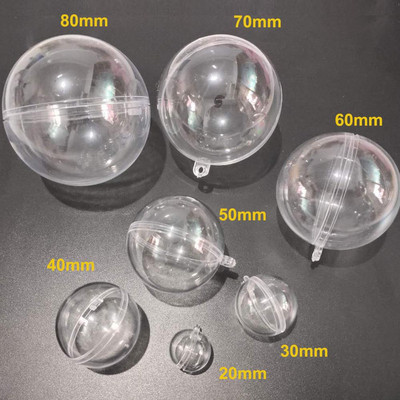 10 bucăți/lot 3,4,5,6,7,8 cm din plastic transparent sferă sfere bile agățate ornament de petrecere cutie cadou decorare pentru drop ship